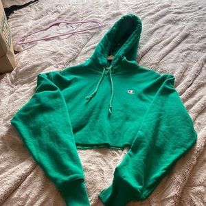 Green champion cropped hoodie